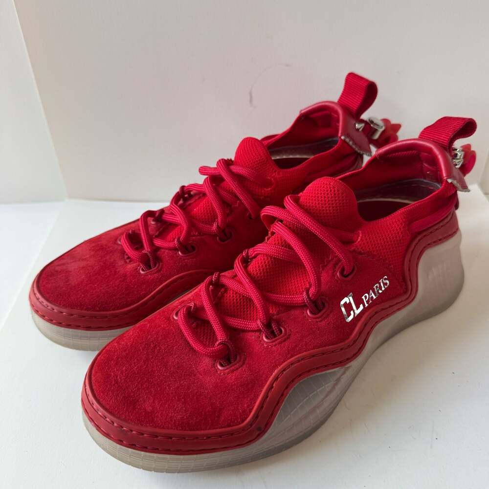 Christian Louboutin Arpoador Red Suede and Mesh Sneakers